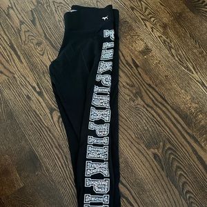 PINK leggings with bling down one side